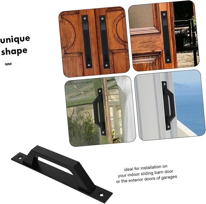 Matte Black Aluminum Alloy Sliding Barn Door Pull Handle 2Pcs Set Easy Installation - Image 3